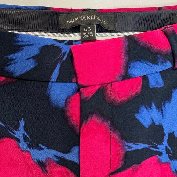 Banana Republic Avery Magenta/Black/Blue Floral Ankle Pants, Women's Size 6S - Picture 2 of 4